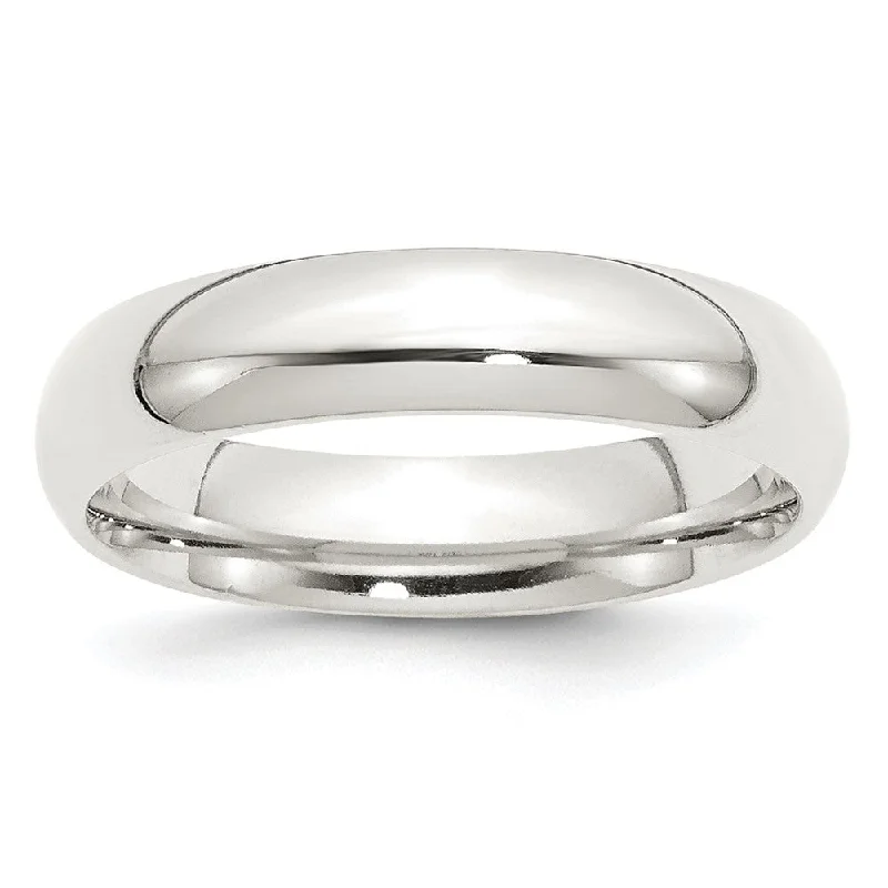 5mm Sterling Silver Polished Domed Comfort Fit Band