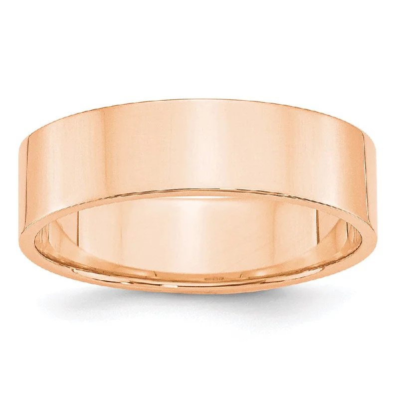 6mm 10K Rose, White, or Yellow Gold Lightweight Flat Standard Fit Band