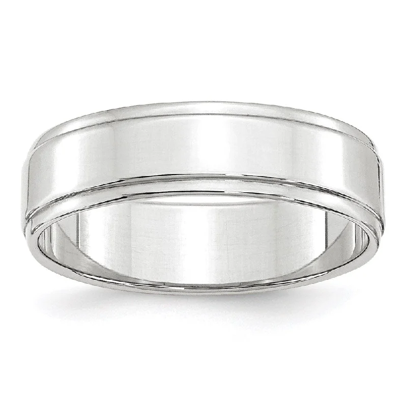 Grab Your Favorite Jewelry At The Lowest Prices 6mm 10K White or Yellow Gold Flat Ridged Edge Standard Fit Band