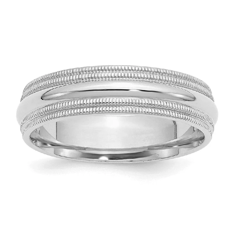 Must-Have Jewelry Pieces At Reduced Prices 6mm Rhodium Plated Sterling Silver Double Milgrain Comfort Fit Band