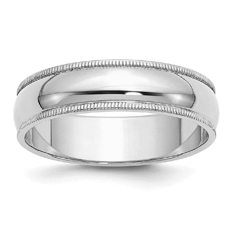 High-End Jewelry, Now More Affordable Than Ever 6mm Rhodium Plated Sterling Silver Milgrain Standard Fit Band