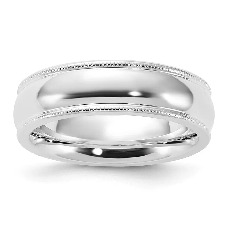 Shop Jewelry That Shines Without The High Price 6mm Sterling Silver Half Round Milgrain Comfort Fit Band