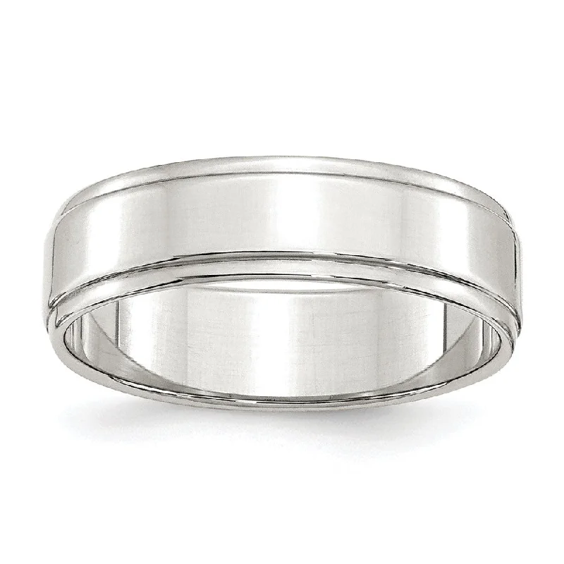 6mm Sterling Silver Light Flat Ridge Edge Standard Fit Band