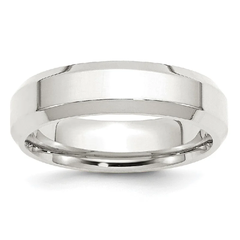 6mm Sterling Silver Polished Beveled Edge Comfort Fit Band