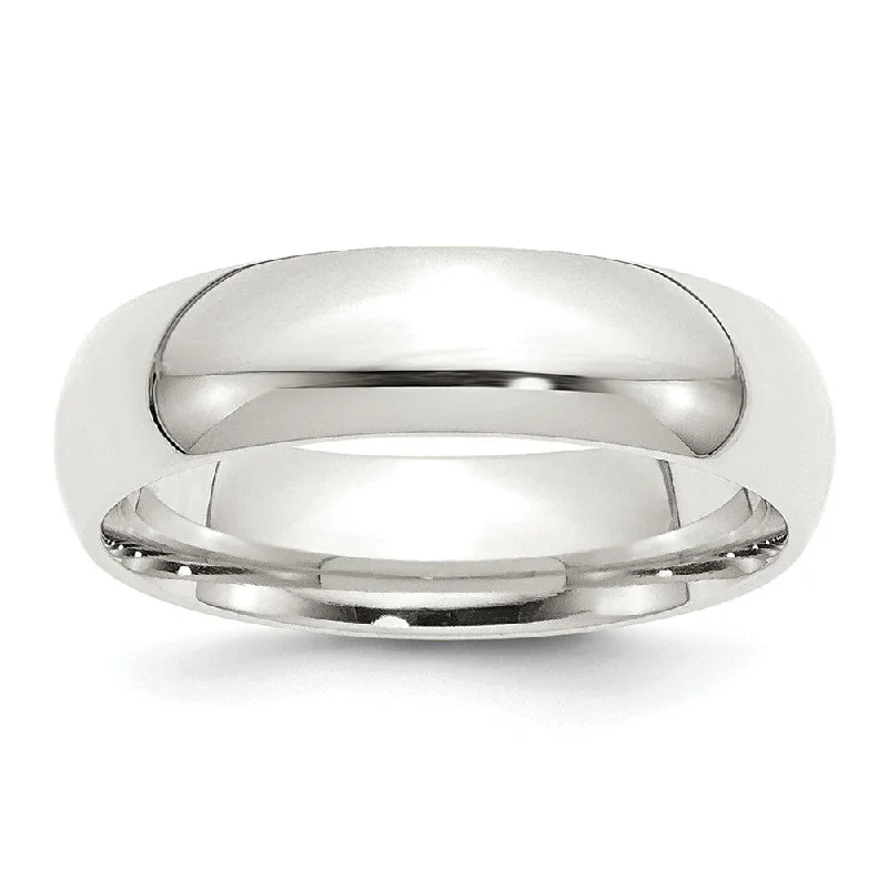 6mm Sterling Silver Polished Domed Comfort Fit Band