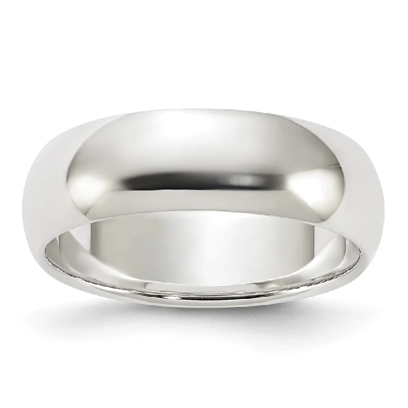 6mm Sterling Silver Polished Half Round Standard Fit Band