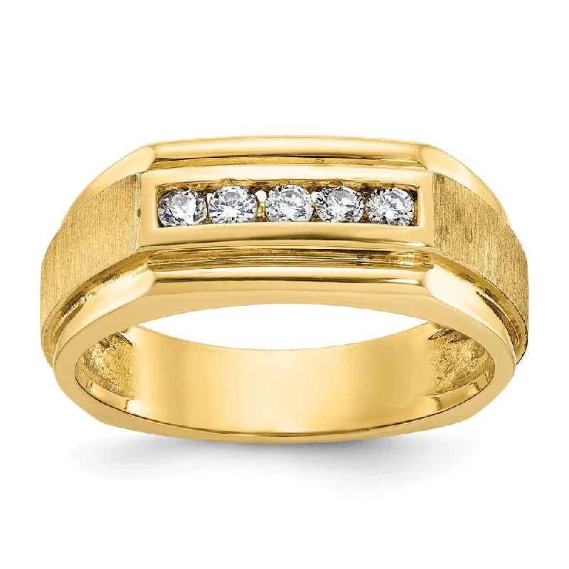 Jewelry Clearance Event – Last Chance For Stunning Deals 8mm 14K Yellow Gold 5-Stone 1/4 Ctw Lab Created Diamond Tapered Band