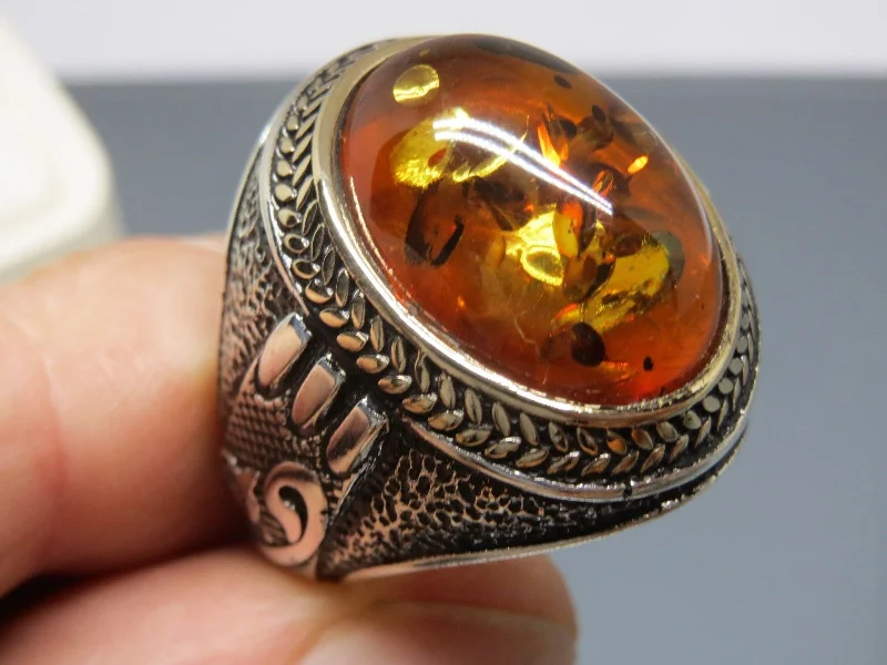 Special Deals On Handcrafted And Designer Jewelry Turkish Handmade Jewelry 925 Sterling Silver Amber Stone Mens Rings