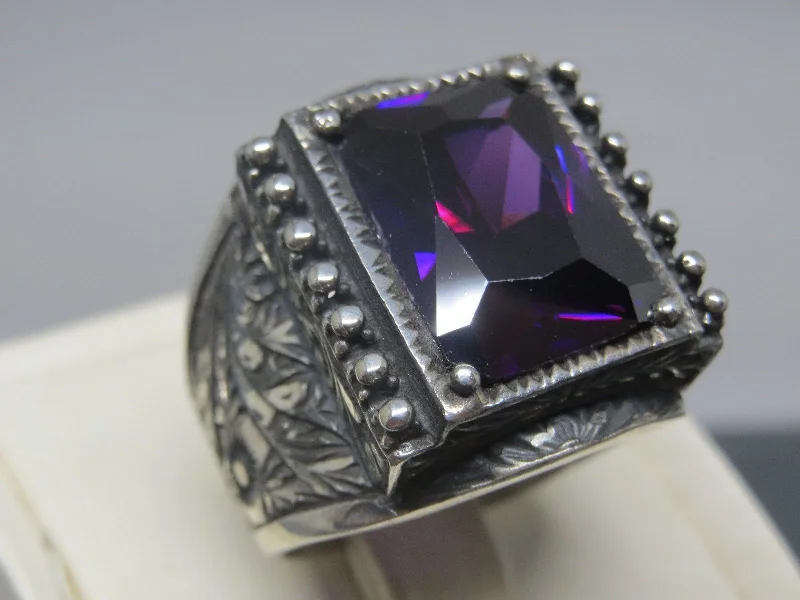 Special Offers On Handcrafted And Designer Jewelry Turkish Handmade Jewelry 925 Sterling Silver Amethyst Stone Men's Rings