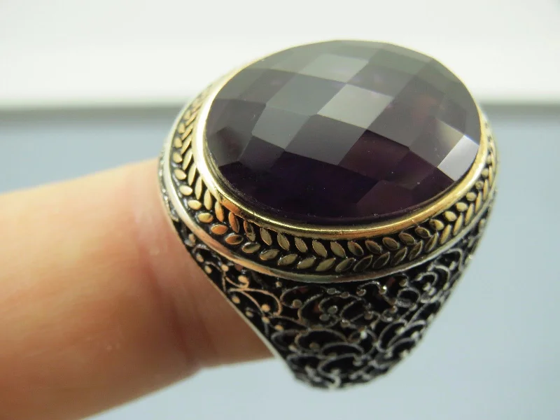 Special Jewelry Deals – Upgrade Your Collection Turkish Handmade Jewelry 925 Sterling Silver Amethyst Stone Men's Rings