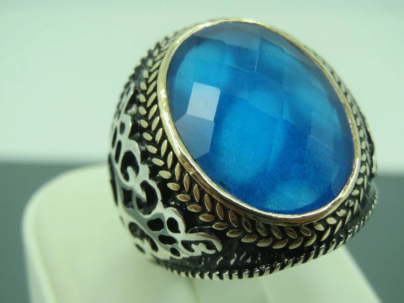 Chic And Stylish Jewelry At Exclusive Prices Turkish Handmade Jewelry 925 Sterling Silver Aquamarine Stone Mens Rings