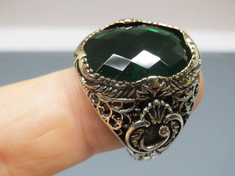 Flash Sale On Exquisite Jewelry – Don't Miss Out Turkish Handmade Jewelry 925 Sterling Silver Emerald Stone Mens Rings