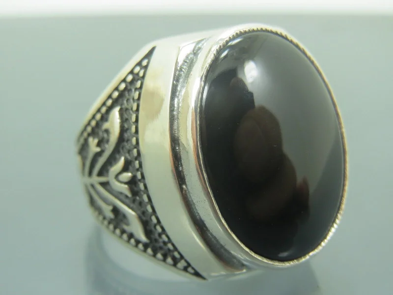 Seasonal Jewelry Deals – Elevate Your Style Turkish Handmade Jewelry 925 Sterling Silver Onyx Stone Mens Rings