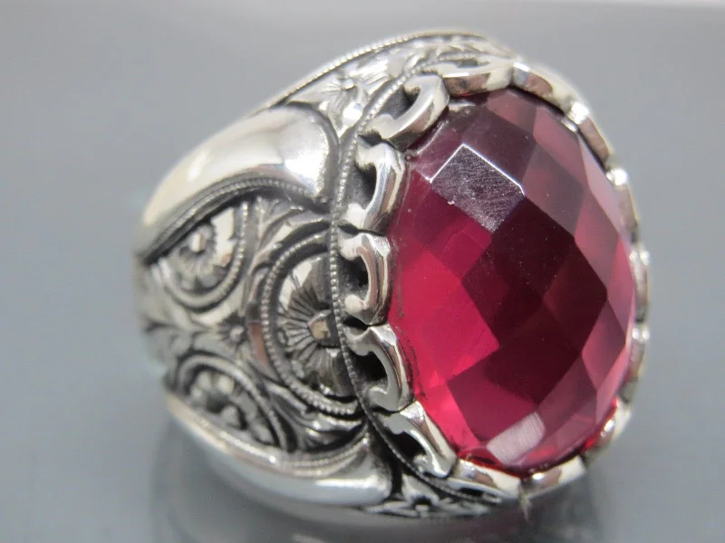 Jewelry Clearance Event – Last Chance For Stunning Deals Turkish Handmade Jewelry 925 Sterling Silver Ruby Stone Mens Rings