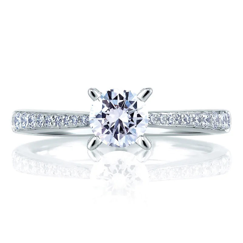 Affordable Elegance – Special Jewelry Sale Now Live A.Jaffe Cathedral Pavé with Diamond Studded Center Prongs Engagement Ring ME1567/75