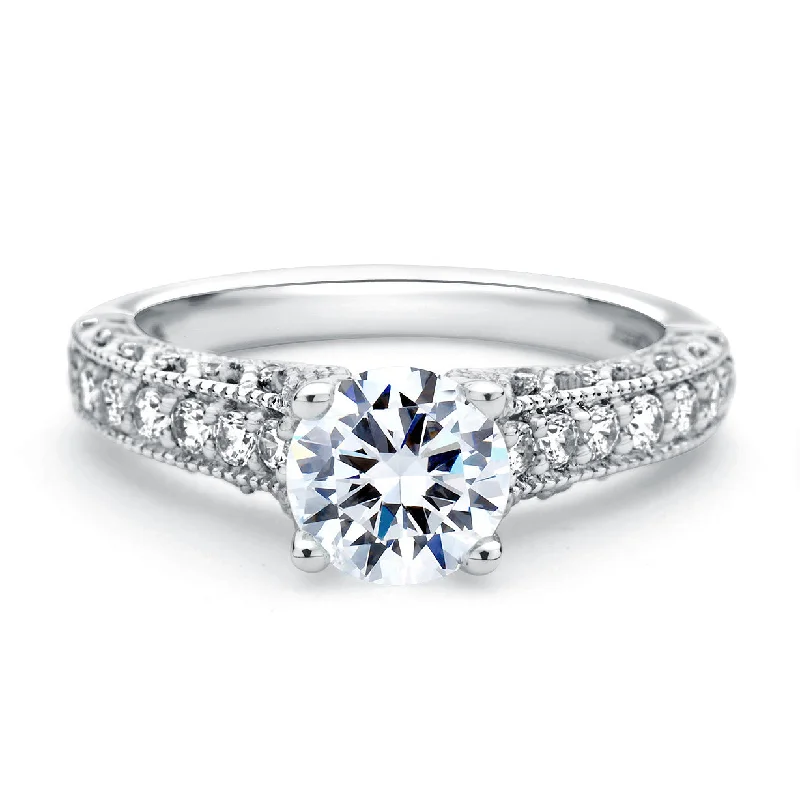 Exclusive Jewelry Offers – Sparkle For Less A.Jaffe Classic Milgrain with Intricate Diamond Gallery Accent Engagement Ring ME1664/137