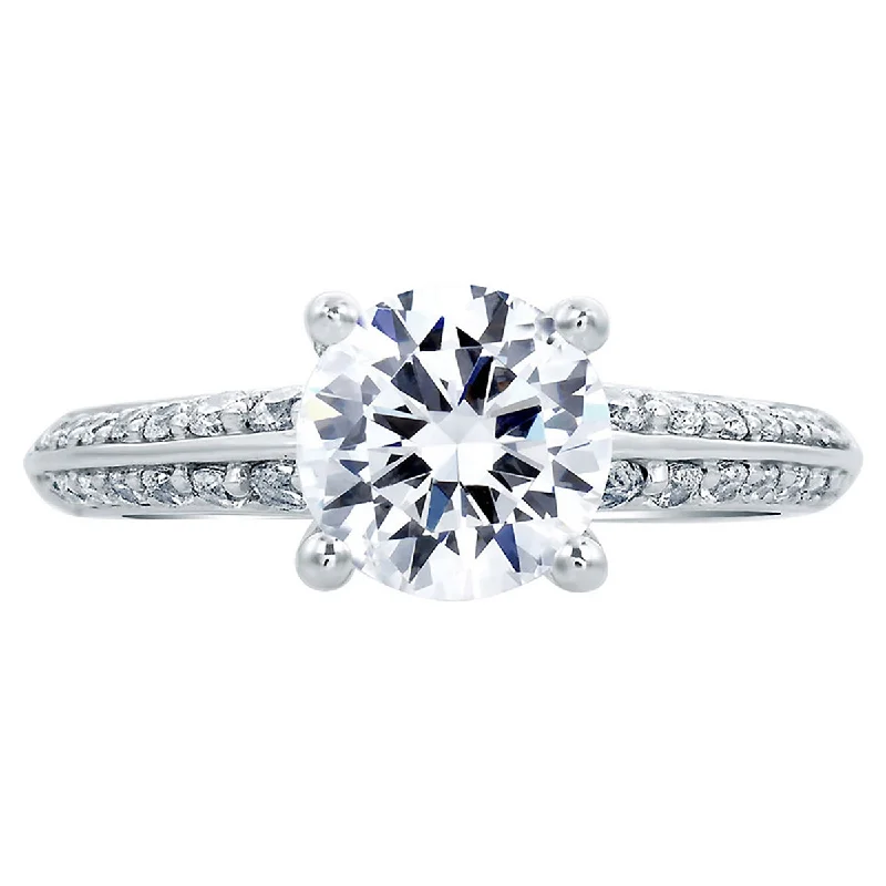 Premium Jewelry Now Available At Special Discounts A.Jaffe Classic Knife Edge Round Center Diamond Engagement Ring MES669/41