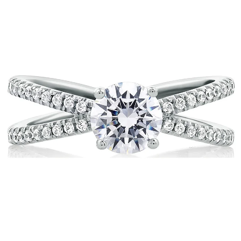 Customized Silver Jewelry For Unique Style A.Jaffe Delicate Split Shank with Round Center Diamond Engagement Ring ME1751/117