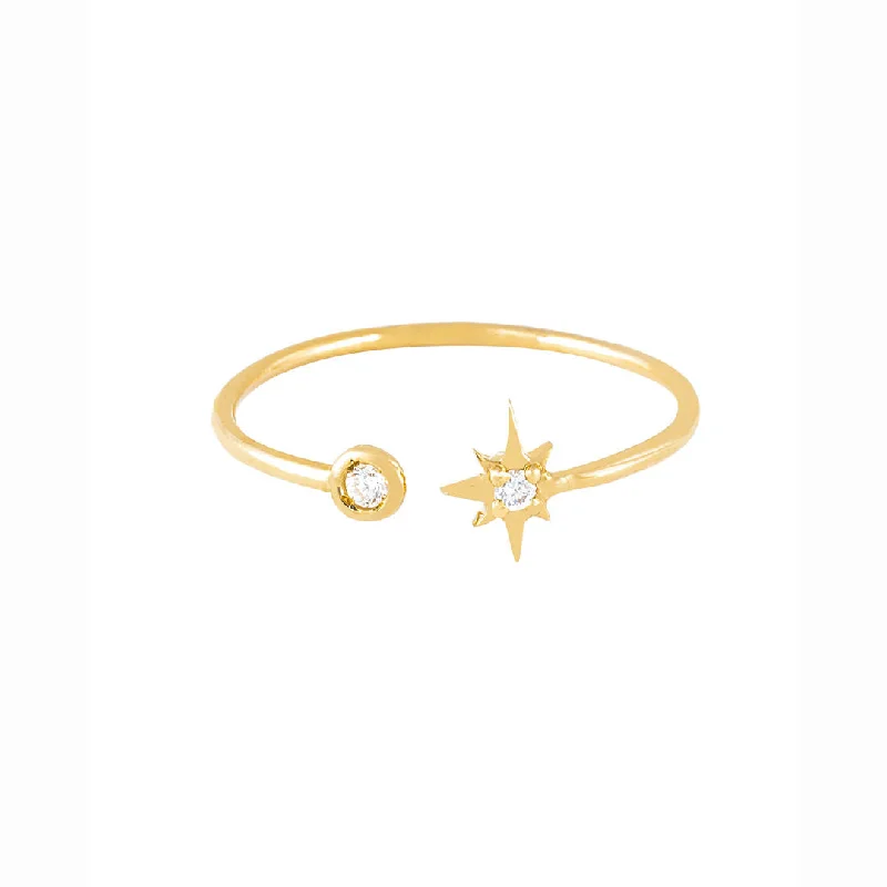 Chic And Stylish Jewelry At Exclusive Prices Follow the Northern Star 18K Gold Ring w. Diamonds