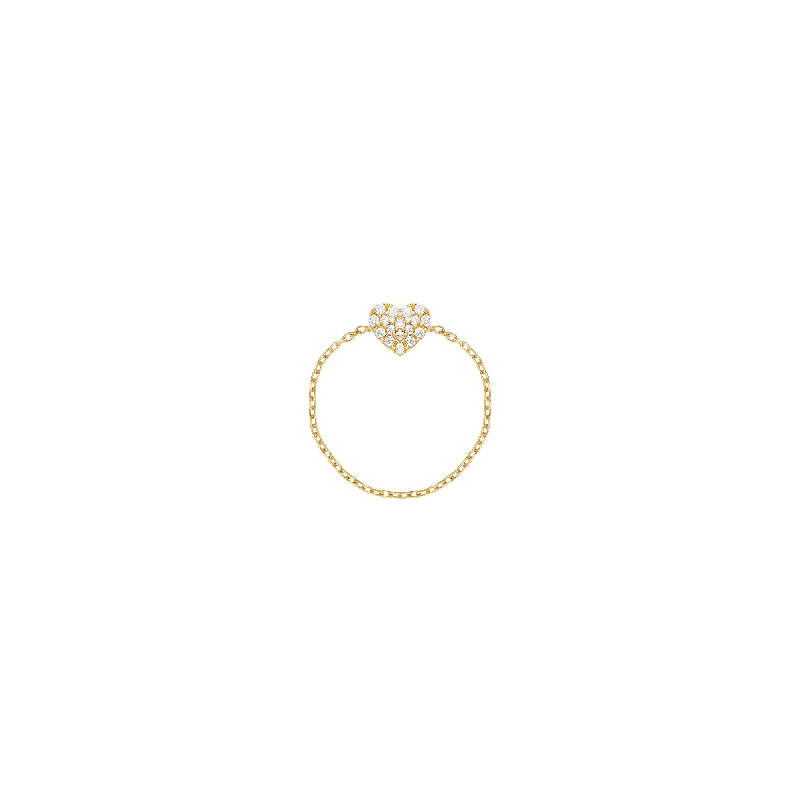 Celebrate With Sparkle – Jewelry Sale Now Live Heart Chain 18K Gold Ring w. Diamonds