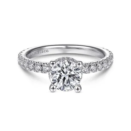 Personalized Jewelry Sale – Unique Pieces At Great Prices Alina - 14K White Gold Hidden Halo Round Diamond Engagement Ring (Setting Only)