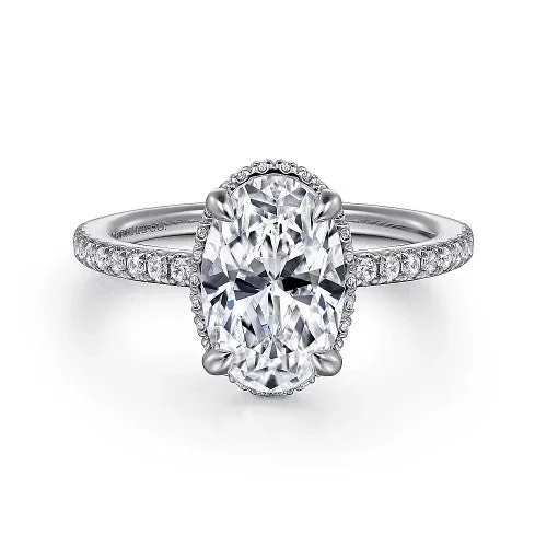 Limited-Time Jewelry Sale – Don't Miss Out On Dazzling Discounts Allesia - 14K White Gold Oval Cut Hidden Halo Diamond Engagement Ring (Setting Only)