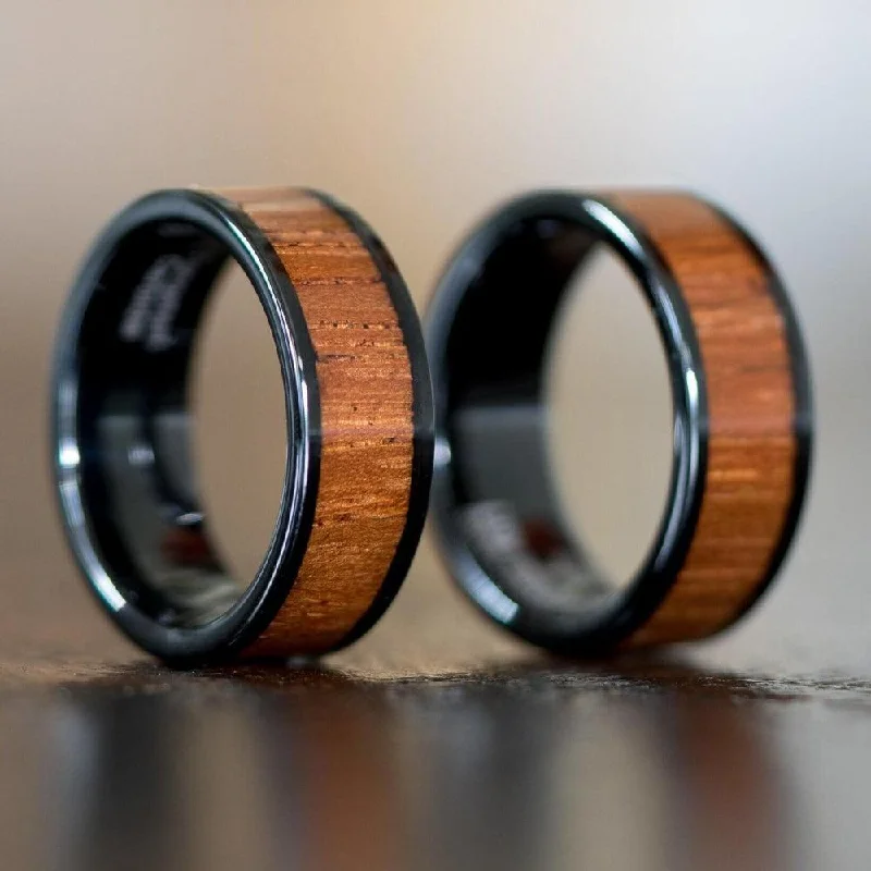 Exclusive Jewelry Discounts – Shop Now For Savings "Apollo"  Black Sapele Wood Inlay Ring