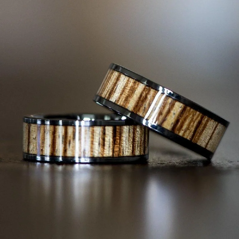 Holiday Jewelry Sale – Perfect Gifts At Great Prices "Apollo"  Gunmetal Tungsten Zebrawood Inlay Ring