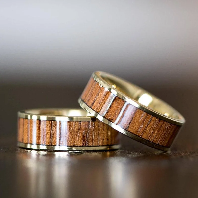 Once-A-Year Jewelry Deals – Shop Before They’Re Gone "Apollo"  Yellow Gold Sapele Wood Inlay Ring