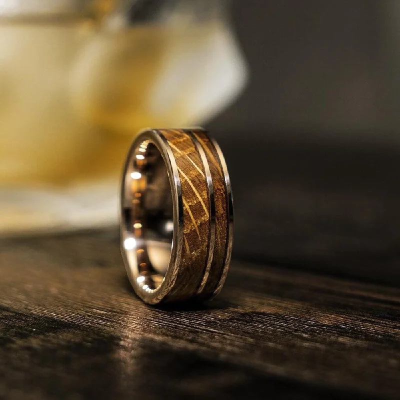 Exclusive Jewelry Sale – Shine For Less "Atlas"  Whisky Barrel Rose Gold Tungsten Ring