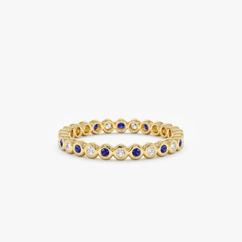 Premium Jewelry, Premium Discounts – Act Fast Bezel Sapphire and Diamond Eternity Band, Nyra