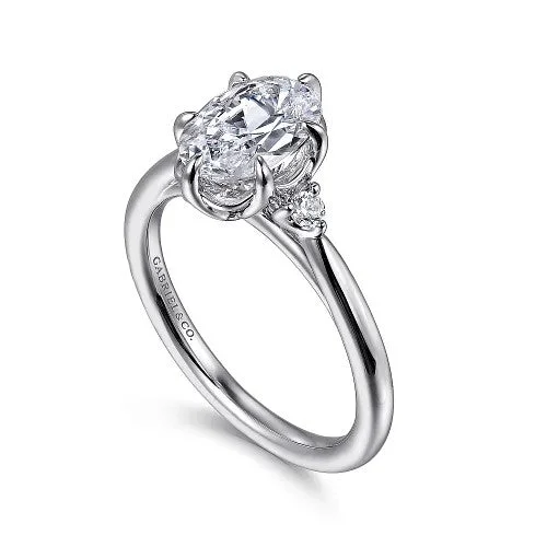 Fashion-Forward Jewelry At Exclusive Discounts Blaise - 14K White Gold Oval Three Stone Diamond Engagement Ring (Setting Only)