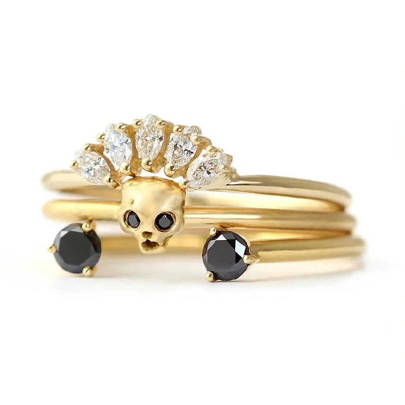 Buy More, Save More On Stunning Jewelry Pieces Cat Skull Wedding Set - Bohemian Bridal Set Of Three Rings