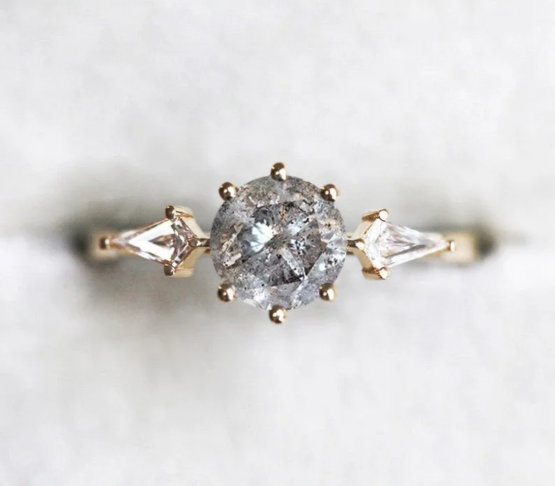 Jolie Round Salt & Pepper Diamond Ring