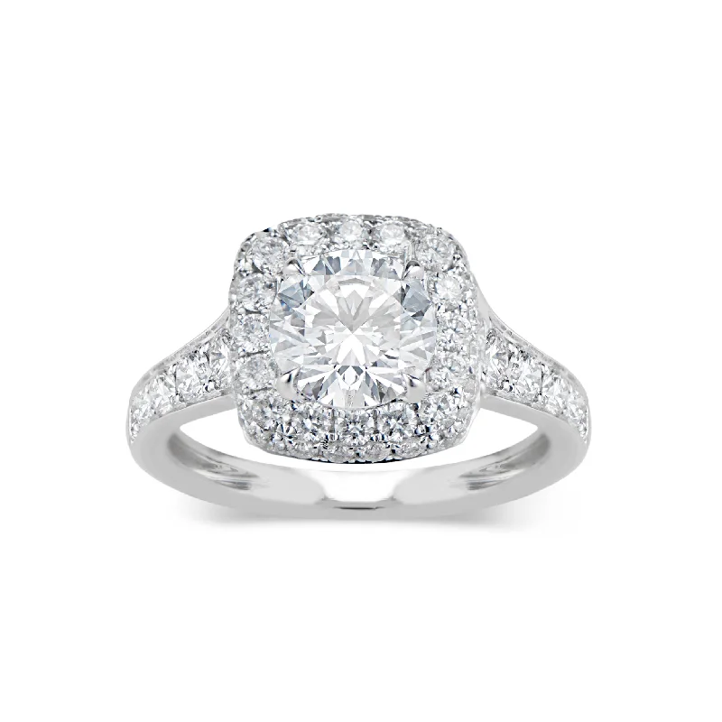 Timeless Elegance Now At Special Discounts Cushion Double Edge Halo Diamond Engagement Ring with Diamond Bridge