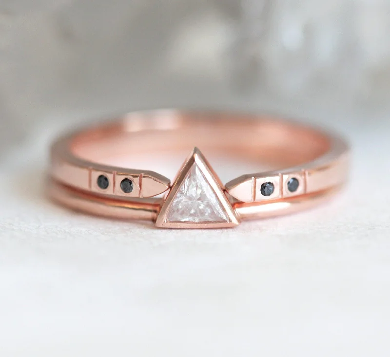 Diamond Ring Set, Rose Gold Engagement Ring Set