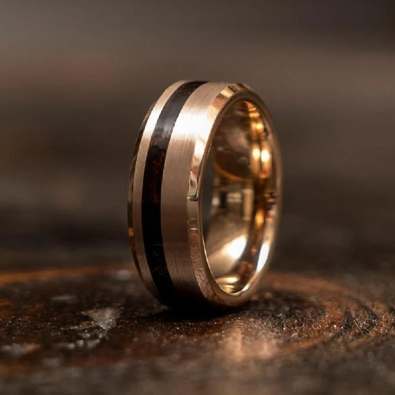 Bestselling Jewelry At Special Promotional Rates "Artemis"  Wenge Wood x Rose Gold Tungsten Ring-