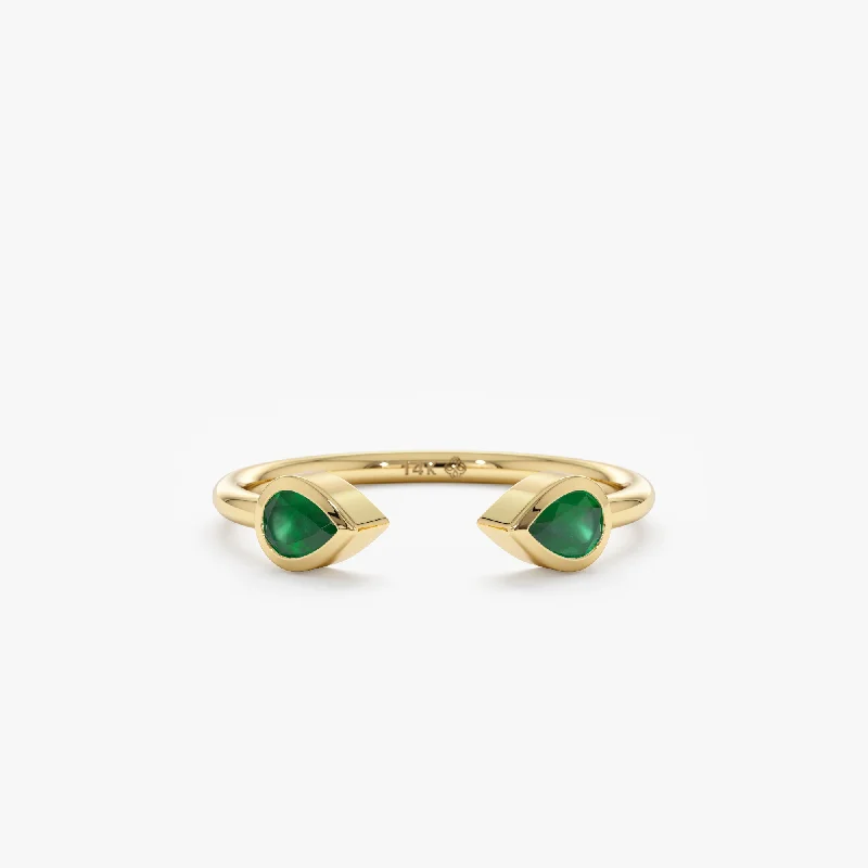 Exclusive Jewelry Bundles At Discounted Prices Drop Emerald Open Ring, Gaea