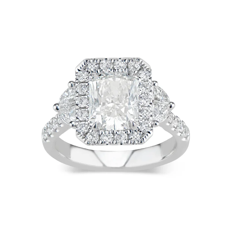 Elongated Radiant-Cut Diamond Engagement Ring