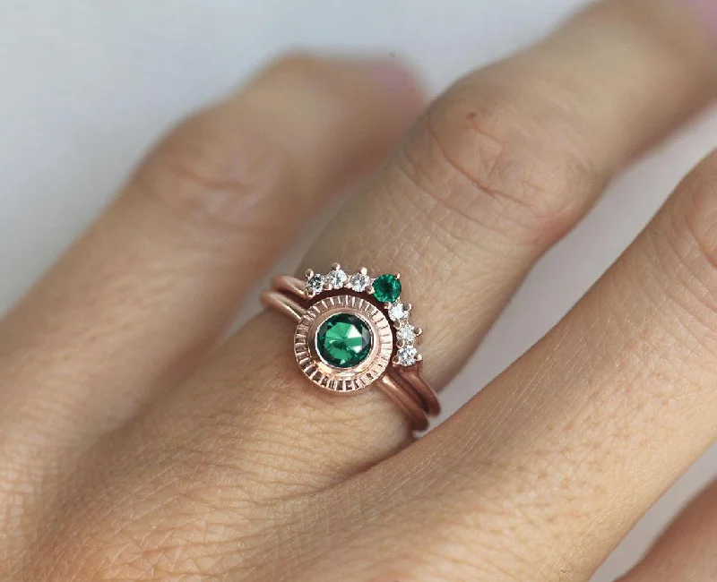 Emerald Ring, Emerald Diamond Ring Set