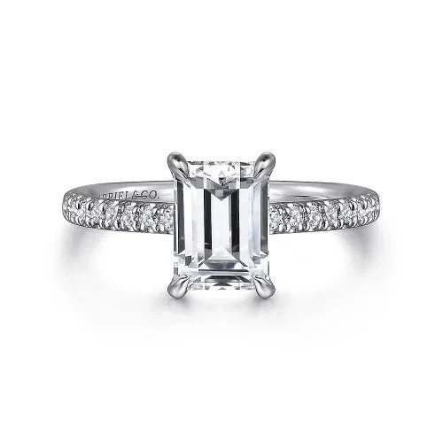 Exclusive Online Jewelry Sale – Don't Wait Franka - 14K White Gold Emerald Cut Diamond Engagement Ring (Setting Only)