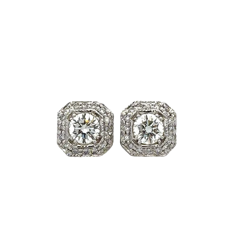 Best-Selling Jewelry Now Available At Special Deals Geometric Diamond Stud Earrings in White Gold