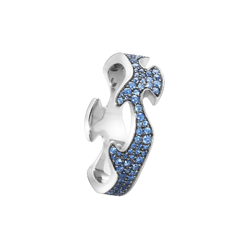 Fusion Blue 18K White Gold Rings w. Diamonds