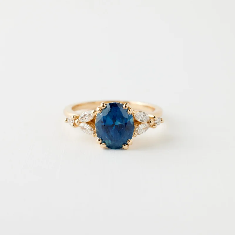 Jewelry Clearance – Final Chance To Save Big Goldie Ring - 2.30 Carat Blue Oval Sapphire