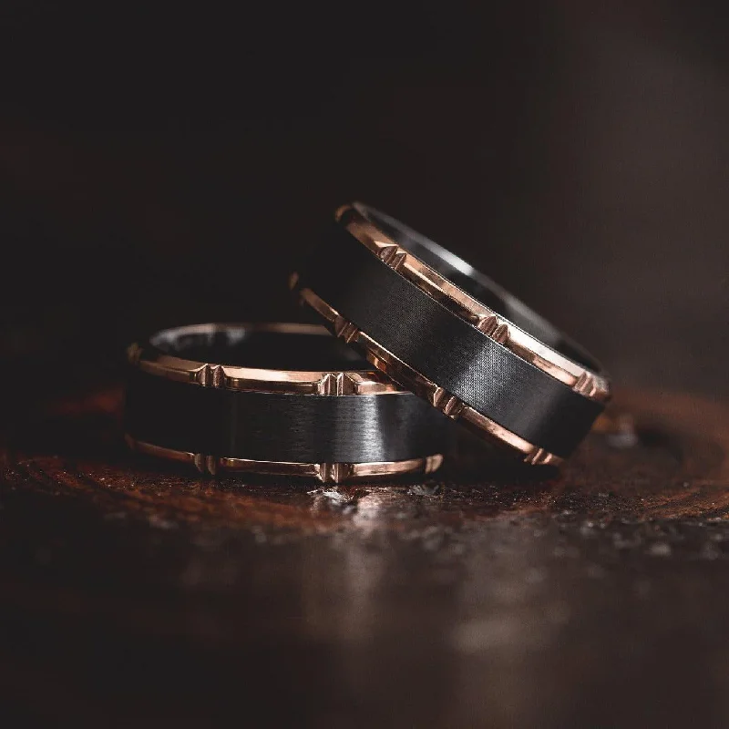 Flash Sale On Exquisite Jewelry – Don't Miss Out "Hades" Black Zirconium x Rose Gold Tungsten- 6mm/8mm