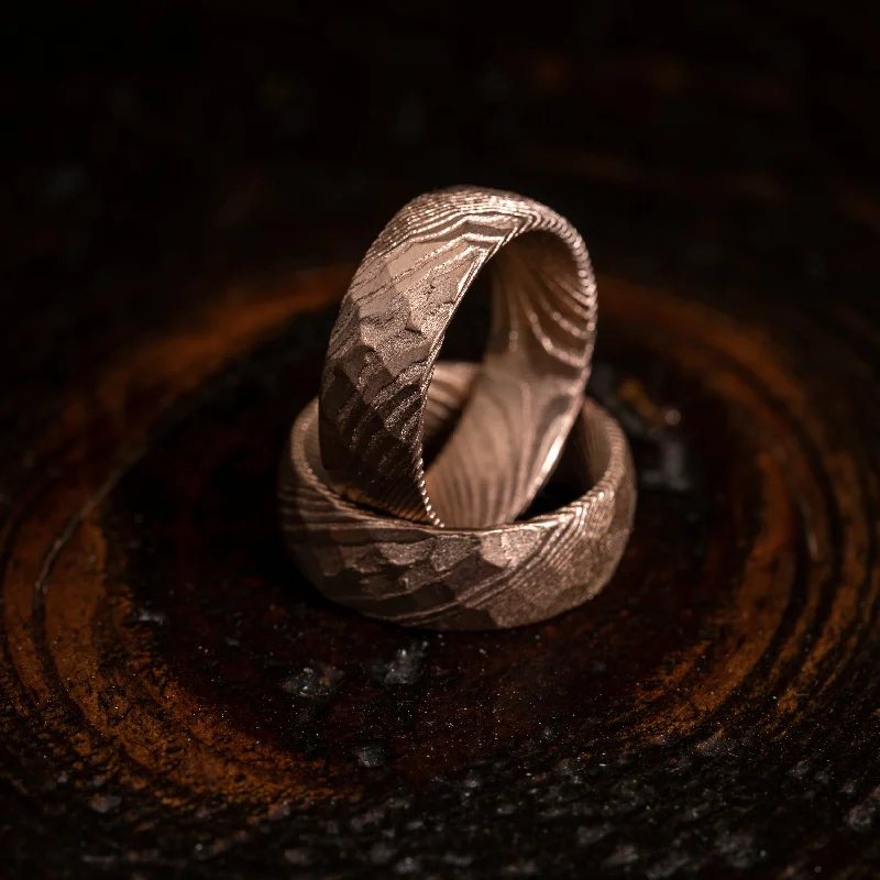 Limited Stock On Premium Jewelry At Low Prices Hammered "Poseidon" Rose Gold Steel Ring- Matte Finish