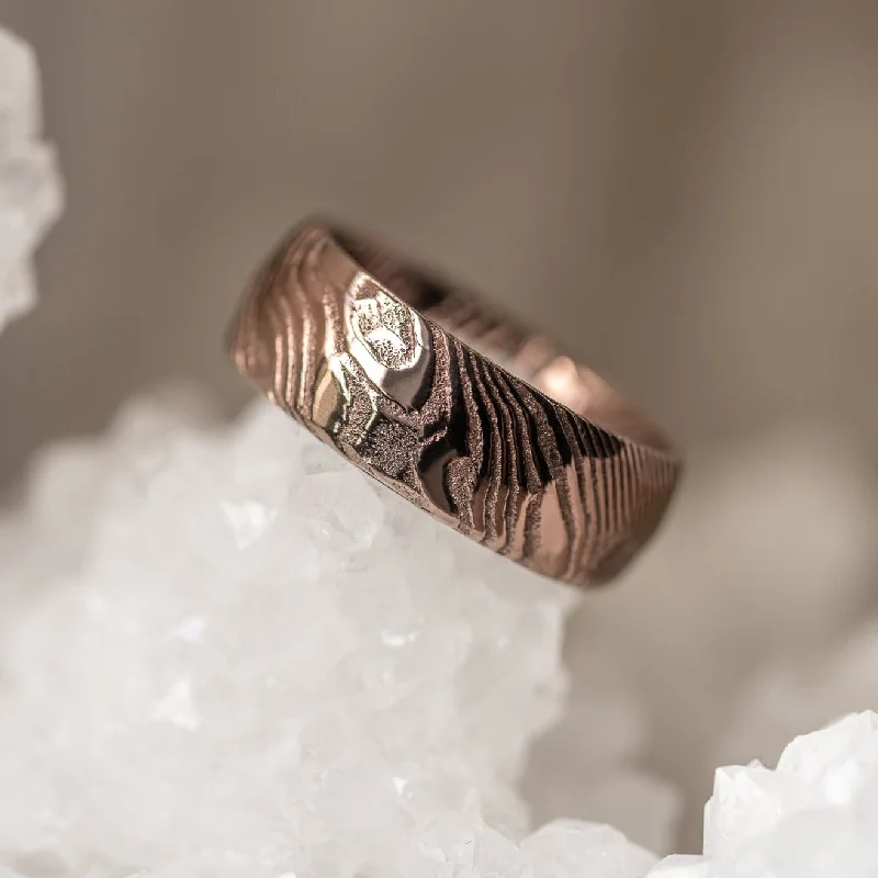 Flash Deals On Fine Jewelry – Shop Before It's Gone Hammered "Poseidon"  Smoked Rose Gold Steel Ring- Full Polish