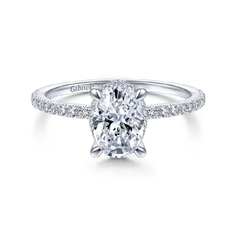 Affordable Luxury Jewelry For Every Occasion Hart - 14K White Gold Hidden Halo Oval Diamond Engagement Ring (Setting Only)