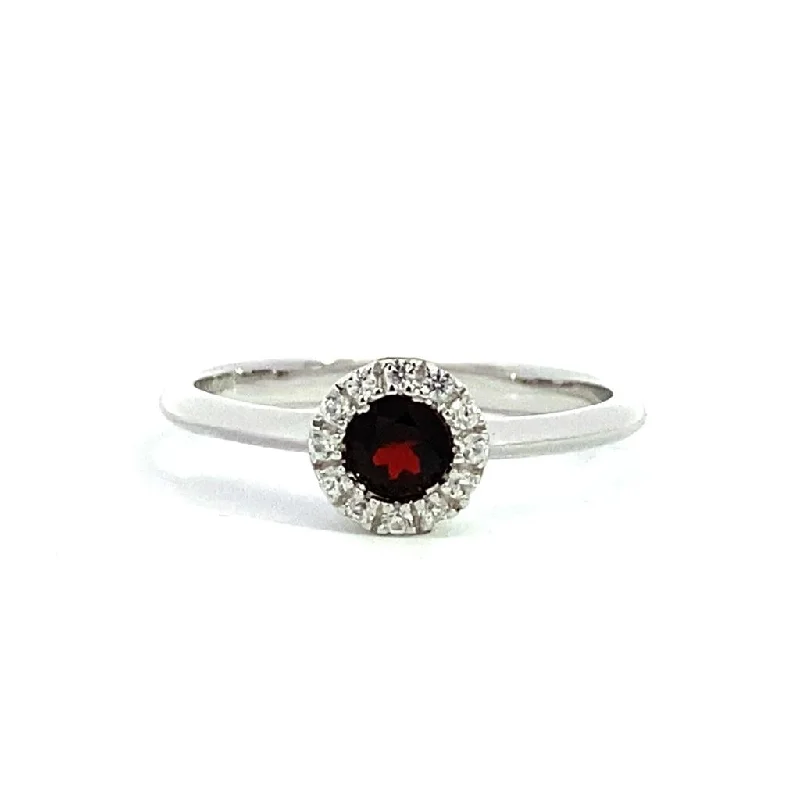 Dazzle With Discounts – Shop Jewelry On Sale January Birthstone Ring: Sterling Silver Garnet Halo Ring