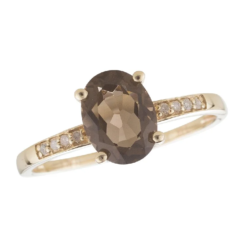 Make Every Moment Shine – Jewelry Discounts Available June Birthstone Rings: 14K Yellow Gold Diamond And Smoky Quartz Ring